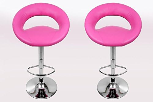 2x Barstools Pink Faux leather Swivel height adjustable upholstery