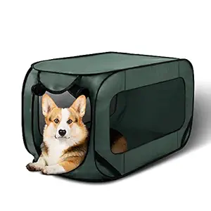 Love's cabin 36in Portable Large Dog Bed - Pop Up Dog Kennel, Indoor Outdoor Crate for Pets, Portable Car Seat Kennel, Cat Bed Collection, Green