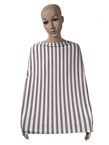 Stilltuch / Stillschal für diskretes Stillen Ihres Babys unterwegs: Unser 2 in 1 MyTinyPearl Nursing Cover ist grau-weiß gestreift lässig & elastisch, ein Stillcape für große als auch kleine Mütter und Babys - 4