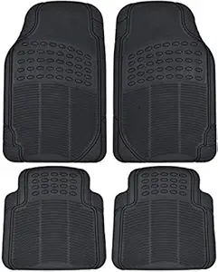 Allure Auto (Non Slip) 4-Piece Full Set Ridged Heavy Duty Rubber Floor Mat (Black) for Mahindra Thar 2020