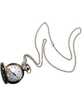 SODIAL(R) Taschenuhr Steampunk Retro Antik Bronze Quartz Uhr Kette Mit Anhaenger