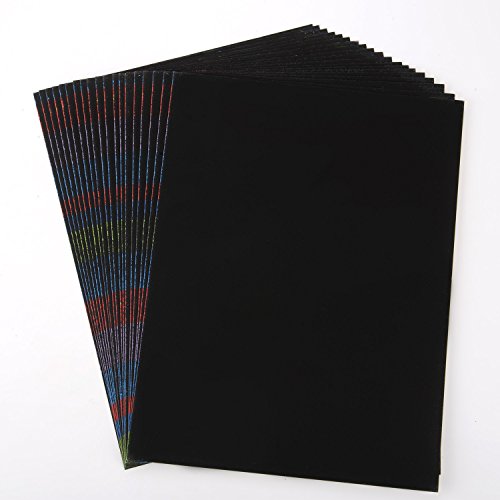 BBTO 20 Blätter 21 x 28 cm Scratch Paper Scratch Boards Schwarz Beschichtet Kunst Doodle Pad Malerei Papier mit 2 Stück Holzstylus und 4 Stück Malerei Lineale - 4