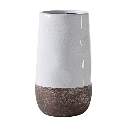 Torre & Tagus 902109A Corsica Ceramic Crackle 2 Tone Vase, White