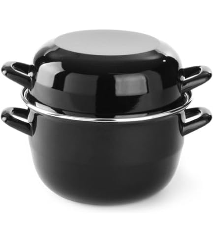 APS Muscheltopf 0,75 Liter | Serviertopf Für Meeresfrüchte Aus Emailliertem Stahl