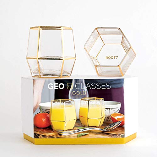 Root 7 Set of 2 Geo Tumbler Glasses in Gold