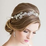 tiara de plata para novia Tiara hecha a mano con perlas y cristales lustrosos. Este accesorio es ideal para una boda o cualquier ocasión especial.