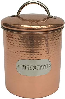 marymarygardens Hammered Copper Coloured Metal Biscuit Tin Canister