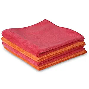 Le Gear Microfiber Cleaning Cloth (Pack of 4) (Orange/Coral)