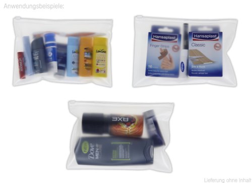 6 Stück Kosmetikbeutel (transparent, 1 Liter) für Flüßigkeiten auf Flugreisen + 1 x Merkblatt - 4