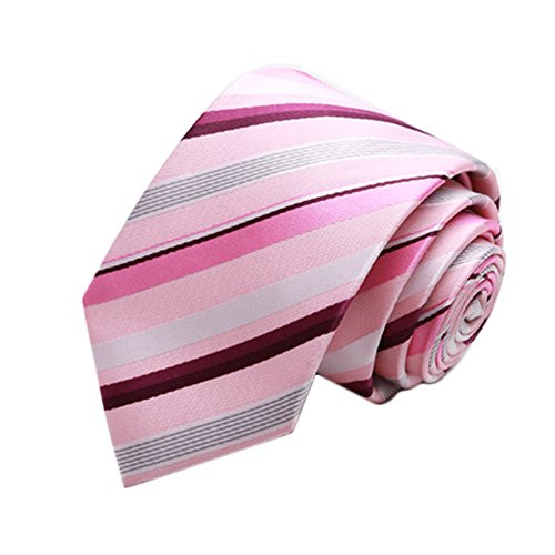 Simple et chic pour homme Business Ties Cravate formelle avec boîte cadeau, Violet/rose à rayures