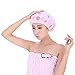 Moolecole Women Waterproof Hair Dry Lined Shower Cap Floral Double Layer Bathing Cap Elastic Band Spa Shower Hat Pink