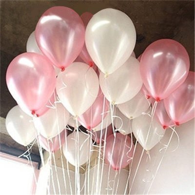 PartyWoo PuTwo Ballon Gonflable Lot de 100 30CM Décoration de Fête Pour Mariage Anniversaire Baby Shower – Rose et Blanc