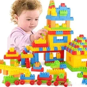 HRK Building Blocks Unbreakable New Building Block Set for 3-8 Years Old Kids Boys & Girls,100+ Piece ( Random Color Building Block Toys )