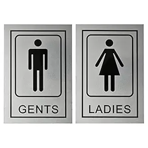 BUZZ COOL Stainless Steel Gents Ladies Signage Self Adhesive Sticker for Toilet, Restroom, Glass Doors, Wooden Doors, Offices,Hospitals, Mall and Business Sign Stickers.