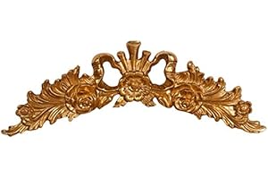 arterameeferro Fregio Frontino da Parete sovraporta in Legno Dorato con Fiori 73 CM