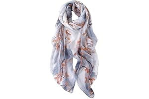 STORY OF SHANGHAI Sciarpa di 100% Seta da Donna Foulard Chiffon con Fantasie Orientale Semi-Trasparente