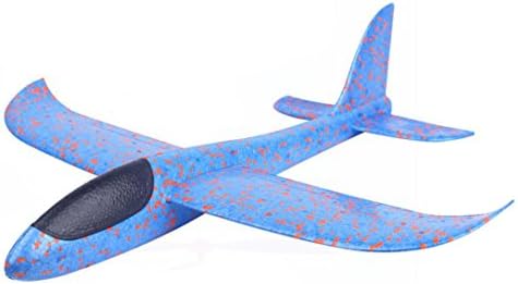 Epp Foam Airplane Toy, LED Throwing The Plane Model Toy, TUDUZ Newest Funny 49*47cm Foam Throwing Glider Inertia Led Night Aircraft Toy Hand Launch Airplane Model Toy for Kids Children Boys Girls (Blue)