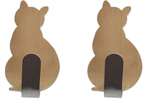 Benoon 2 Pezzi Creativi Ganci A Parete in Metallo A Forma di Gatto, Forte Adesivo Autoadesivo Senza Tracolla Appendiabiti Appendiabiti Decorazioni per La Casa per Cucina Bagno Oro Rosa