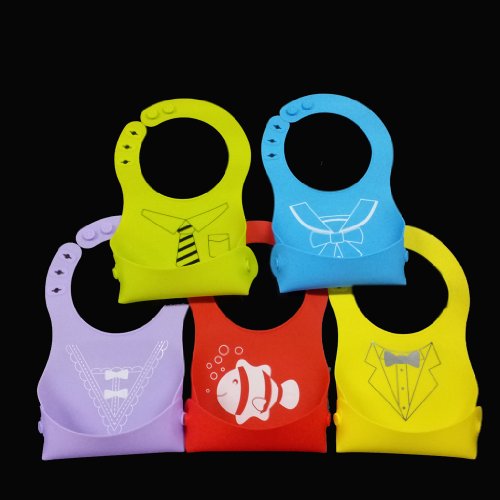 Niedlich Baby Lätzchen Silikon Wasserdicht Einfache Bereinigen Krümelfänger Blau  Hai Muster - 2