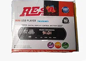 RASHRI ; One For All 12 DC Mini USB Player with Bluetooth for Bike, Auto, Tempo, autoriksaw, 4440 Single IC Used