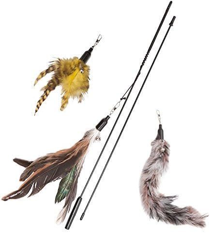 [AIDIYA] Cat Toy Feather Wand (Includes 3x Feather Refills) Guaranteed to Drive Your Cat Wild