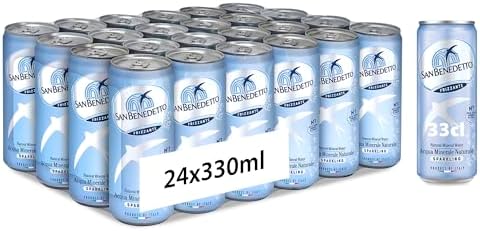 Acqua Minerale San Benedetto, Acqua minerale oligominerale Frizzante, Naturale, in Lattina, 24x33 cl