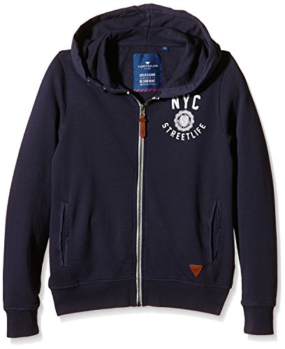TOM TAILOR Kids Jungen Trainingsjacke garment overdyed sweatjacket/602, Gr. 152, Blau (true dark blue 6811)