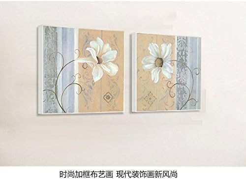 Patined Bedroom Modern Minimalist Living Room Decorative Painting Bedside Backdrop Elegant Flowers Cloth Box Paintings,50*50 (White Box)