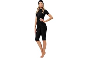BLUESNOW Rash Guard Beachwear Bescheidene Bademode für Damen Kurzarm-Badeanzug Burkini-Modest-Kostüm Übergröße
