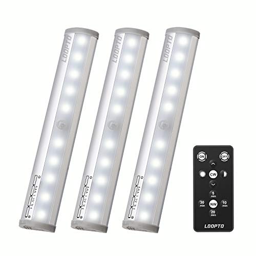 Preisvergleich Produktbild led licht batterie fernbedienung 3er, LDOPTO Dimmbare Panel Schrankleuchte mit Fernbedienung, Batteriebetrieben Kabinett Nachtlicht mit Magnetstreifen für Schrank, Treppen, Garage, 3000K Warmweiß
