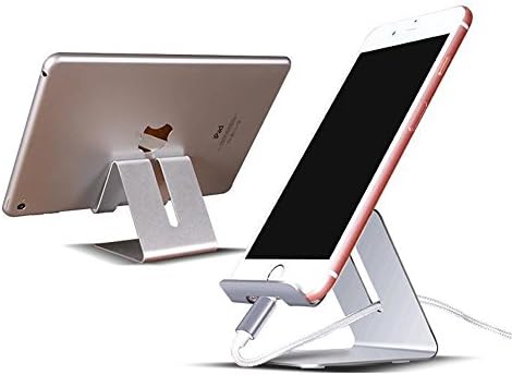 Aluminum alloy Mental Tablet Phone table Stand, Lonzoth iPhone Dock/tablet holder Universal iPhone Stand, Cradle, Holder, Dock for iPad Air 2 3 4,iPad Mini 2 3 4,iPhone X 8 7 6 6s plus 5 5s,H (Silver)