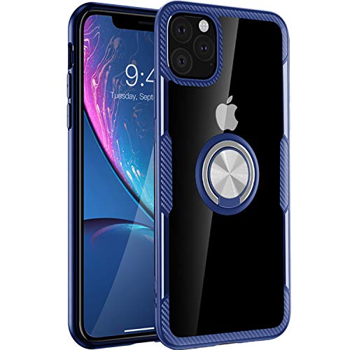 SQMCase Funda iPhone 11 Pro MAX 6.5 Inch 2019, Estuche protección Trabajo Pesado Cuerpo Anillo rotación 360 Grados (Funciona con Soporte magnético para automóvil) para Apple iPhone 11 Pro MAX,Azul
