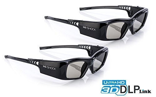 Hi-SHOCK® DLP Pro Black Diamond | Gafas 3D DLP Link con capacidad máx. de batería | apta para todos los proyectores DLP 3D | comp. con PPA5610 / E4W / DGD5 / ZD302 / PGD-350 | Generación 2016 - batería de Litio libre de mantenimiento y celdas Pi (pi-cells), Tecnogías Triple Flash, Auto- Inversor y Anti-Interferencia | Nitidez, brillo y contraste optimizados | garantía de 3 años [Gafas de obturador | 96-200 Hz | 39g | recargable | DLP Link]