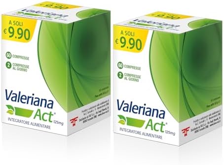 Valeriana Act 125mg, Integratore Alimentare a Base di Estratto Secco di Valeriana - 2 Confezioni da 60 Compresse (Totale 120 Compresse)