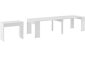 ‎SKRAUT HOME Skraut Home - Ausziehbarer Konsolentisch bis zu 3 Meter - Maße geschlossen: 75 x 90 x 50 cm - Weiß - Ideal für Ihr Esszimmer, Wohnzimmer oder Ihren Schreibtisch