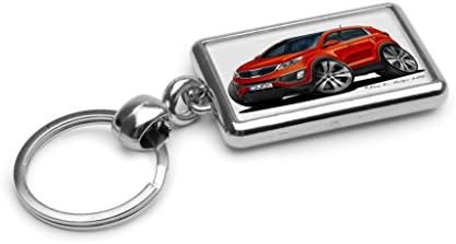 WickedArtz Cartoon Car Kia Sportage MK3 Techno Orange Premium Metal Key Ring
