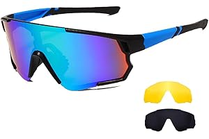Long Keeper Occhiali Ciclismo Polarizzati con 3 Lenti Intercambiabili Occhiali da sole Sportivi da Uomo Donna UV400 Protezione per Corsa Bici Sport