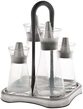 Chio Cruet Set, Glass, Transparent/Black, 4 Pieces