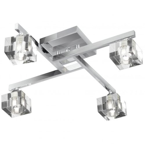 Searchlight 1014-4CC Sculptured Ice Chrome 4 Light Semi-Flush Clear Cube Glass