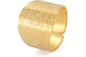 Amaxer Sept Archanges Bague pour Homme Metatron's Cube Acier Inoxydable Le Sceau de Salomon Tetragrammaton Archanges Protection Anneau Réglable Déclaration Bande pour Homme Femme