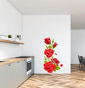 Sticker Yard Red Rose Flower Vinyl Wall Sticker for Living Room/Bedroom/Office and All Decorative Wall Stickers 40X76 cm