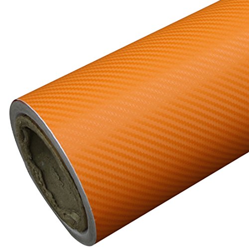 TOOGOO DIY 30 x 127 3D un Rouleau d'autocollant en fiber de carbone Autocollant en Vinyle Film adhesif pour la Voiture - Orange