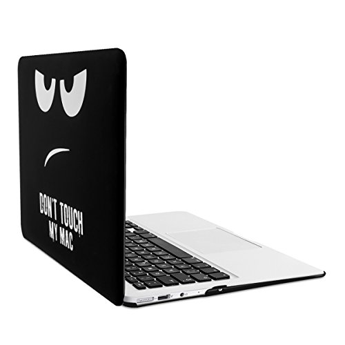 kwmobile Hardcase Laptop Hülle für Apple MacBook Air 13" (ab Mitte 2011) - Don't touch my Mac Design Weiß Schwarz dünne gummierte Schutzhülle Cover Case Tasche