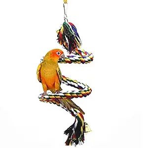 Futurekart Parrot Bird Toys Natural Colorful Rope Bungee Climbing Ropes Swing Chewing Toys - Lengh 1m