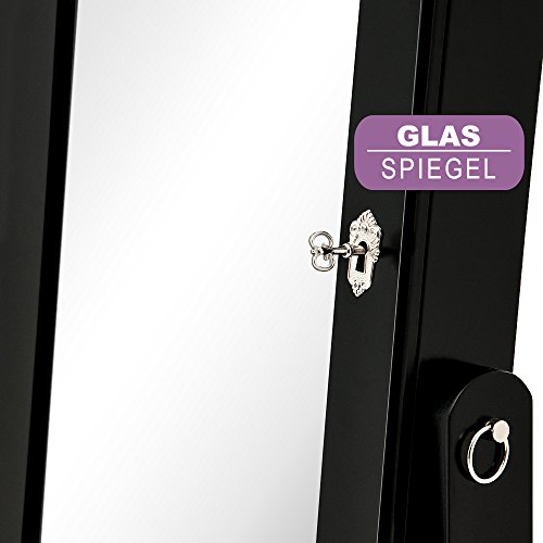 Deuba-Armoire--Bijoux-Moderne-avec-Miroir-et-tiroirs-Blanc-ou-Noir-Rangement-Accessoires