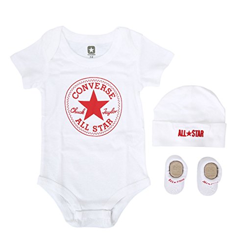 Converse Unisex Baby 3 Piece Gift Set Bodysuit, Converse White, One Size (Manufacturer Size: 0-6 Months)
