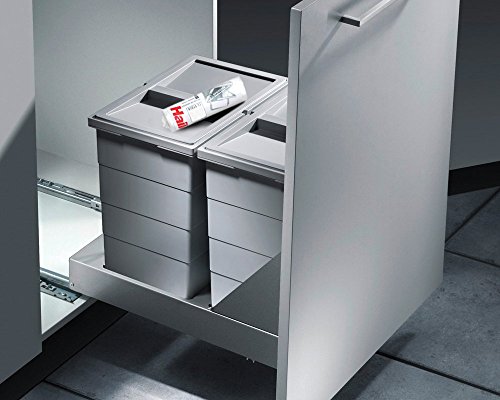 Hailo Abfallsammler Auszug TB Bottom-Mount 2fach Abfallsammler mit 2 Deckel und Müllbeutel für 40 cm Unterschrank (TB Slide 40.2/48)