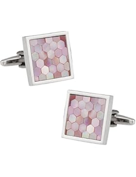 Pink Perlmutt Manschettenknöpfe - Honigwabe Design in Präsentationsbox