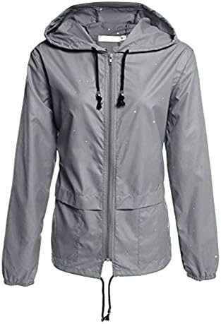 Aboqueen HIFUAR HIFUAR Women's Lightweight Windbreaker Raincoat Outwear Waterproof Windproof Hooded Jacket