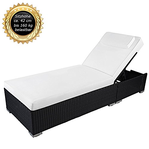 Palermo Rattanliege XXL, bis 160 kg belastbar, inklusive 10 cm dicke Auflage mitKopfkissen (waschbar), bestensfr gewerblichen Einsatzgeeignet, 5-fach verstellbare Rckenlehne (ganz flach), Material: Polyrattan / Aluminiumrahmen / Edelstahlschrauben, Sonnenliege aus Poly Rattan, Farbe Schwarz, seit 2014 ber 7.000 mal verkauft Palermo Rattanliege XXL, bis 160 kg belastbar, inklusive 10 cm dicke Auflage mitKopfkissen (waschbar), bestensfr gewerblichen Einsatzgeeignet, 5-fach verstellbare Rckenlehne (ganz flach), Material: Polyrattan / Aluminiumrahmen / Edelstahlschrauben, Sonnenliege aus Poly Rattan, Farbe Schwarz, seit 2014 ber 7.000 mal verkauft